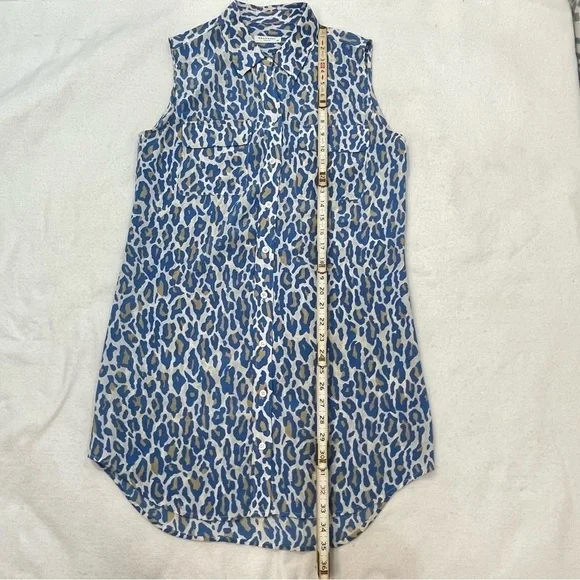 Equipment Cheetah Print Slim Signature Sleeveless shirt dress 100% silk Small‌‌‍ - Picture 6 of 8
